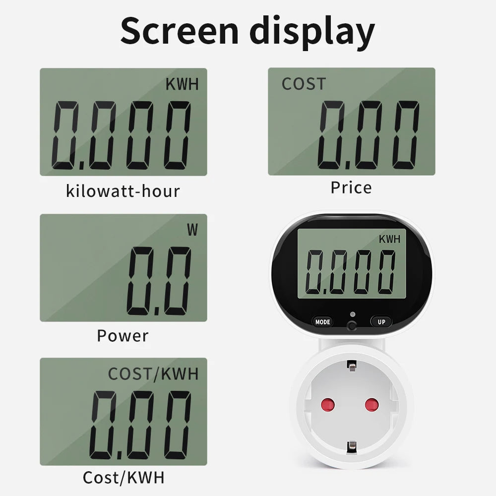 Digital LCD Energy Meter 230V Electric Wattmeter 0.00-9999.9 KWH Power Consumption Monitor