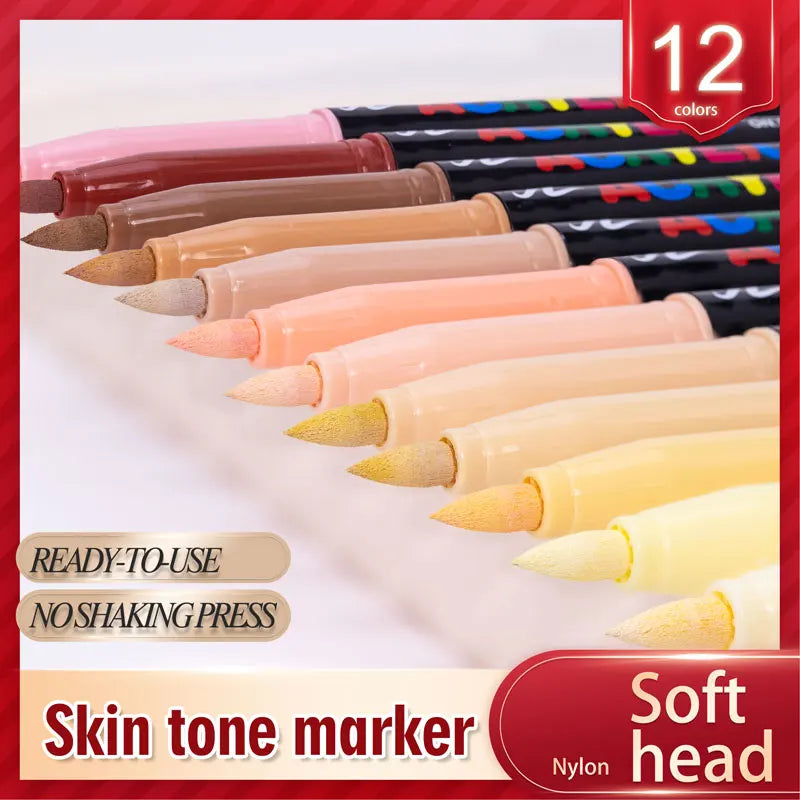 CowLost | markers-product_id-12-colors-skin-tone-acrylic-markers-waterproof-soft-brush-pens-for-figure-painting |2