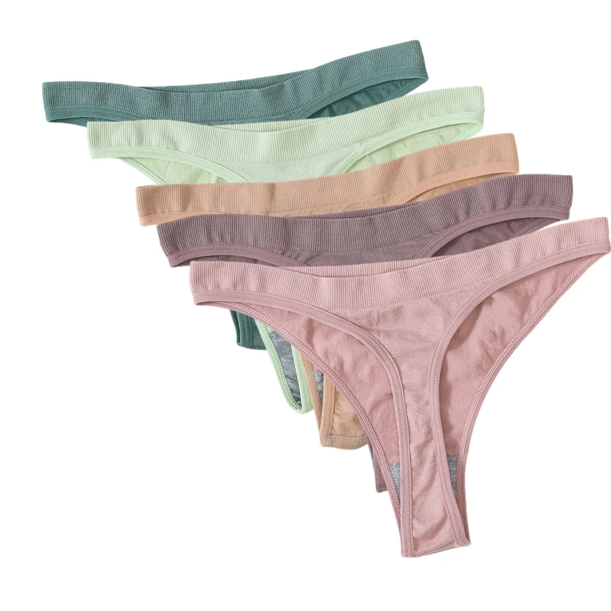 CowLost | product_id-5pcs-brazilian-high-waist-sports-thong-g-string-panties-women-m-xl-solid-t-back-underwear-set |38