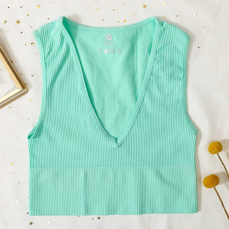 CowLost | product_id-women-seamless-v-neck-solid-crop-top-sports-bra-tank-m-xl |14