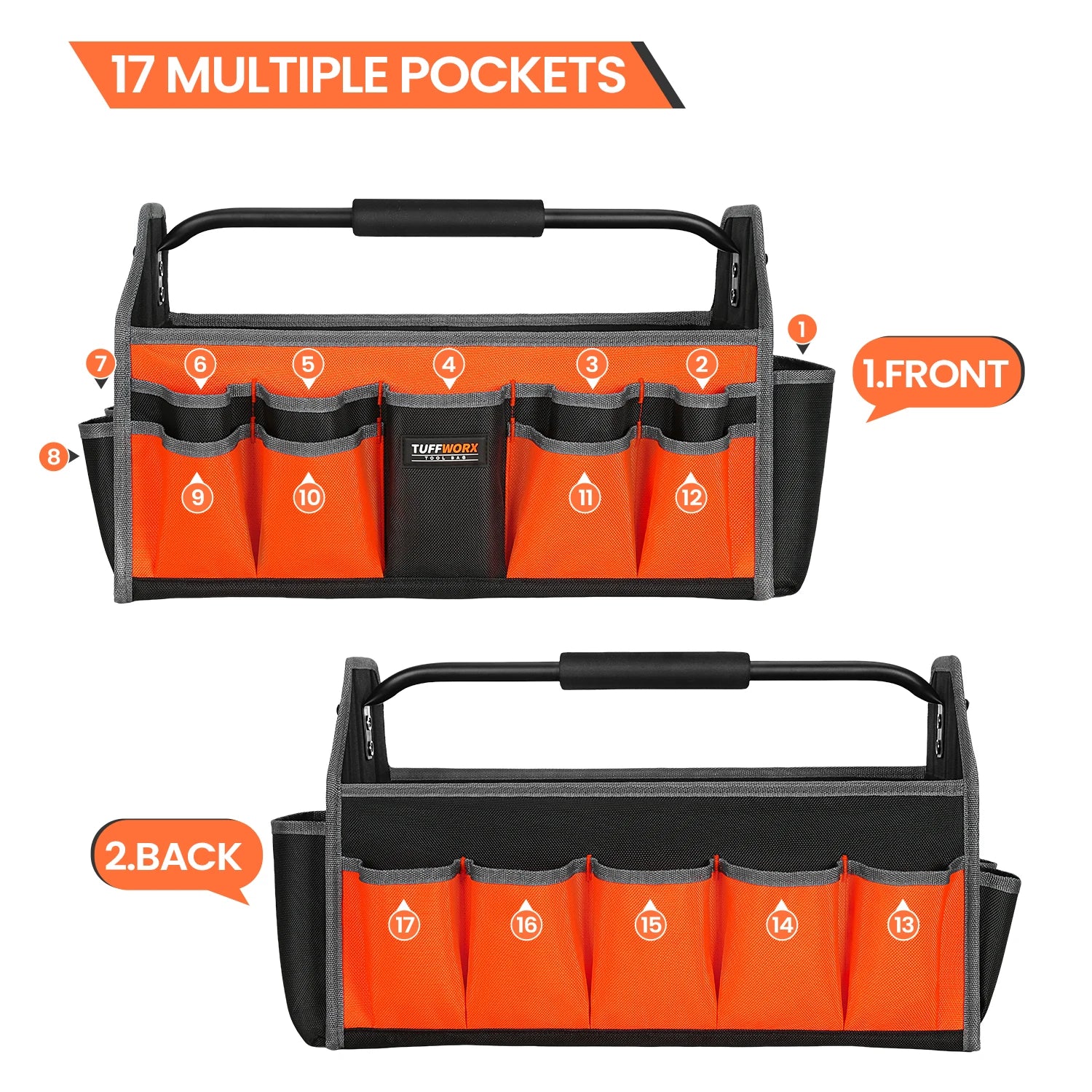 CowLost | product_id-electrician-tool-bag-with-17-pockets-steel-handle-removable-shoulder-strap |6