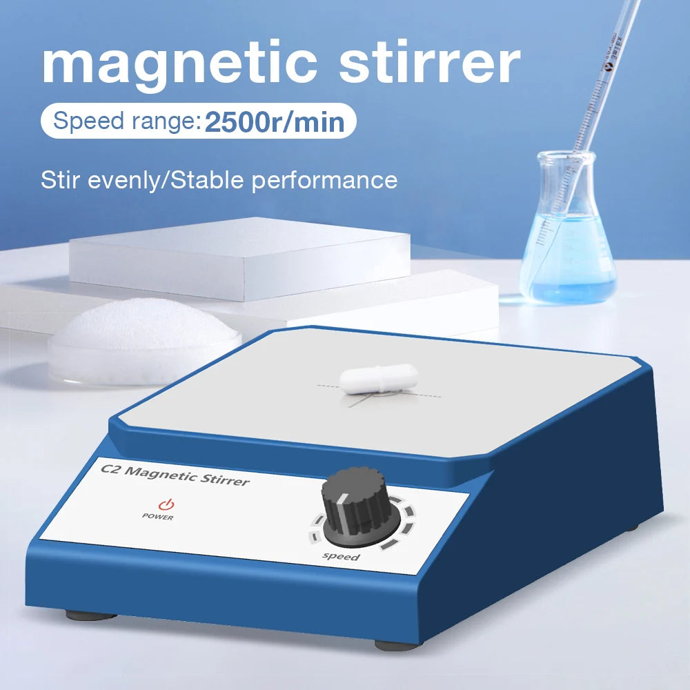 Magnetic Stirrer Lab Mixer 2500rpm Adjustable Speed with Stir Bar EU/US Plug