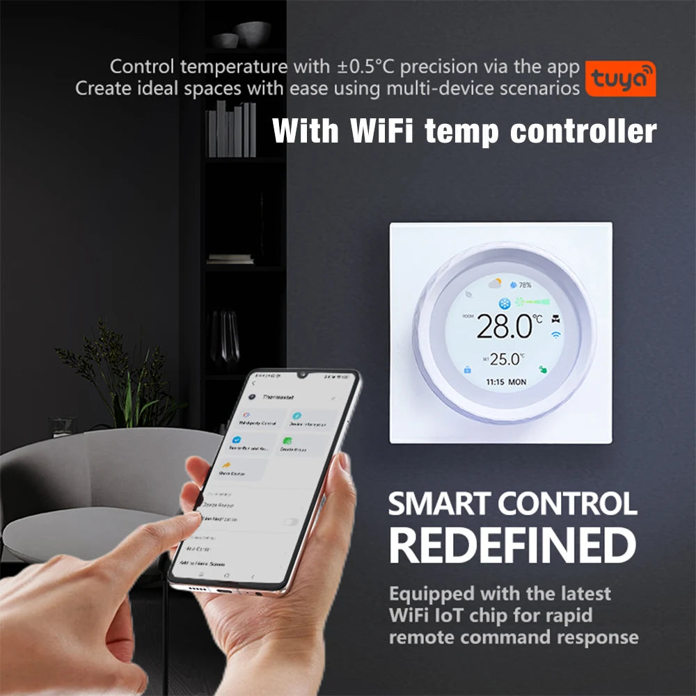 Tuya WiFi Smart BAC-2007ELW Thermostat for Fan Coil Units with Alexa & Google Assistant