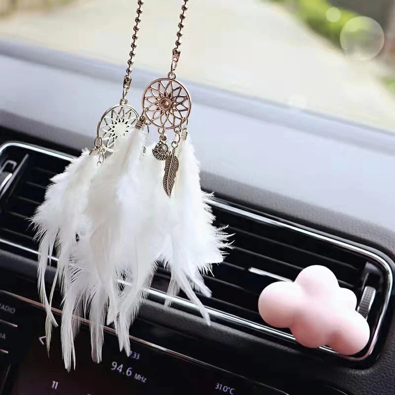 CowLost | product_id-mini-dream-catcher-car-pendant-wind-chime-feather-decoration-handmade-gift |4
