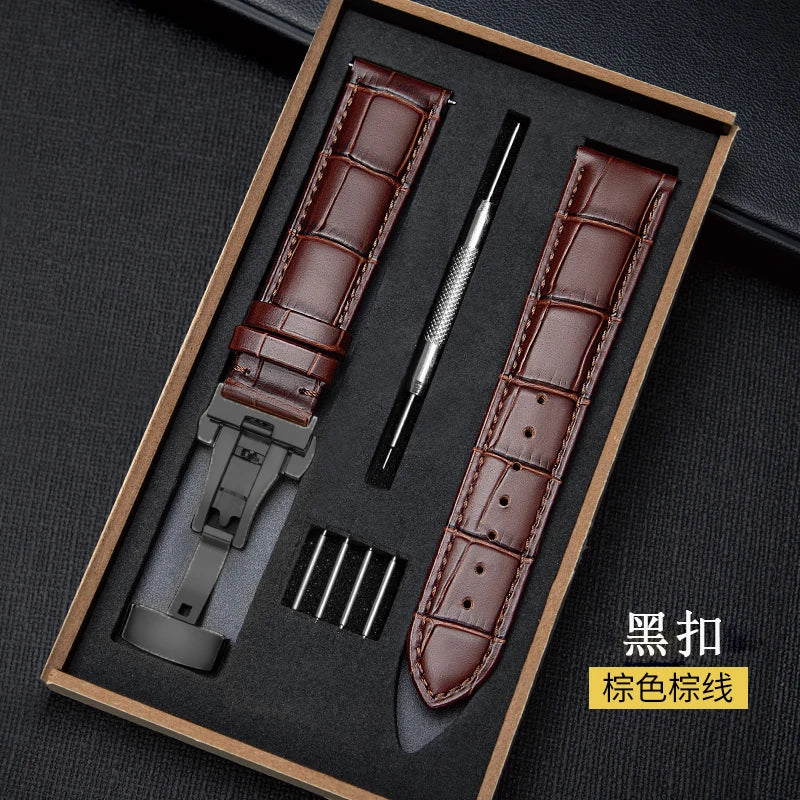 CowLost | product_id-genuine-leather-watchband-18-24mm-replacement-strap-with-wooden-box-and-butterfly-buckle |23