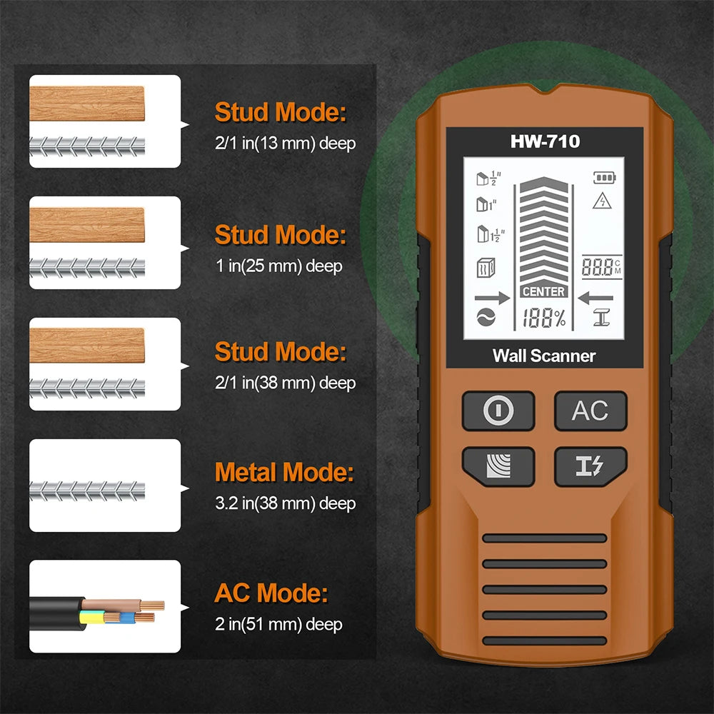 Multifunctional Handheld Wall Stud Finder Metal Detector with LCD for Home Use