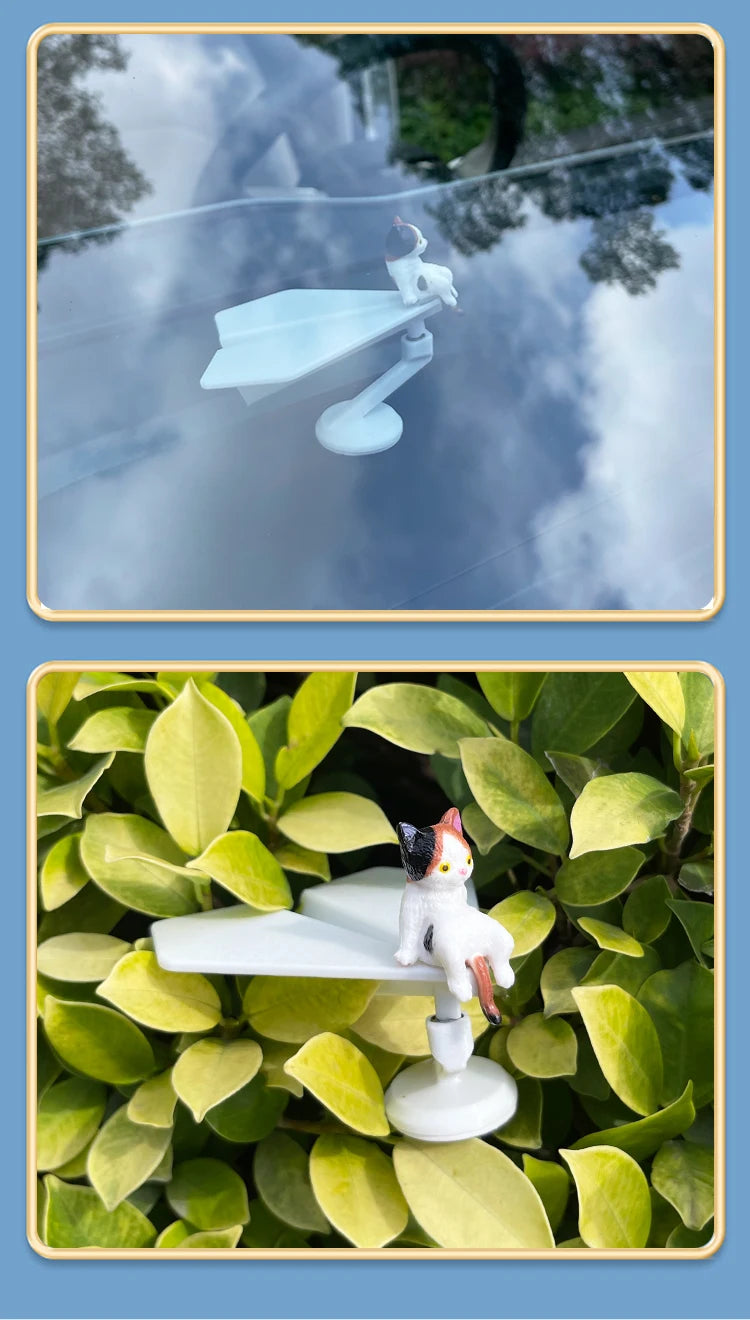 CowLost | inertial-swing-plastic-paper-airplane-move-cute-cat-kitty-wag-plane-sway-car-ornament-dashboard-decorations-cool-fun-accessories |16
