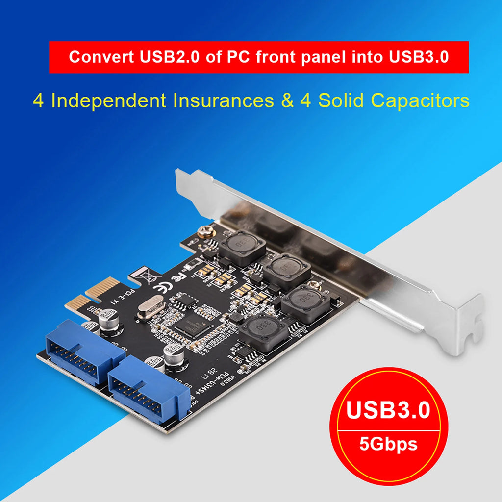 CowLost | pci-e-usb-3-0-header-pcie-pciexpress-to-internal-2-port-19pin-header-usb-3-0-expansion-card-with-low-profile |3