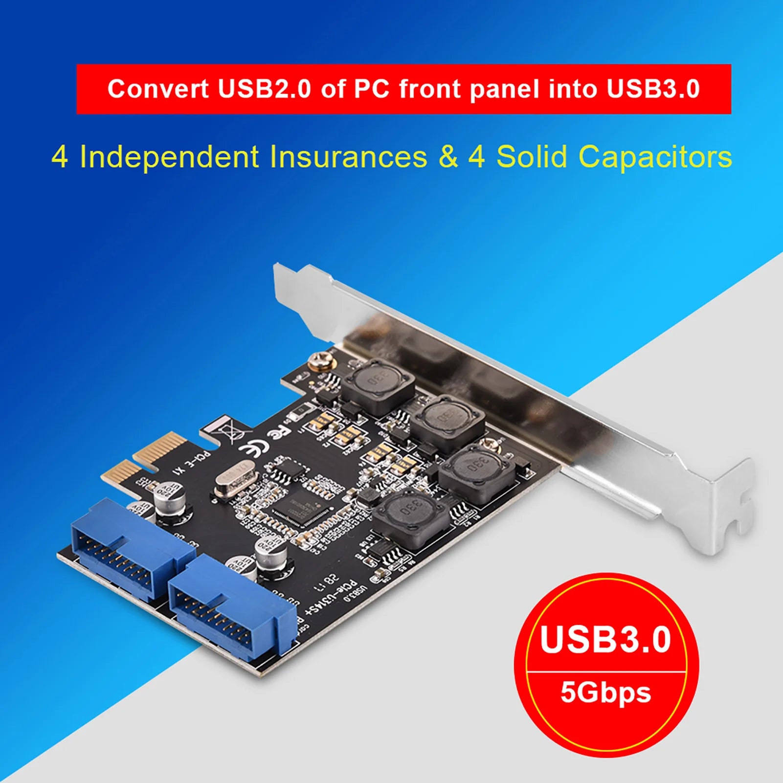 CowLost | pci-e-usb-3-0-header-pcie-pciexpress-to-internal-2-port-19pin-header-usb-3-0-expansion-card-with-low-profile |3