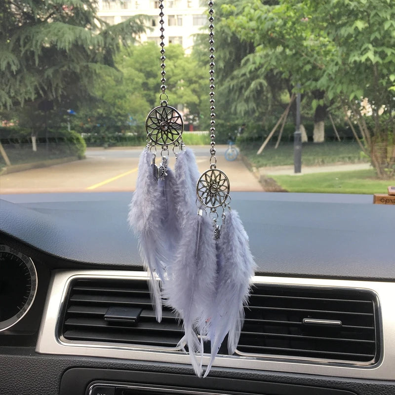CowLost | product_id-mini-dream-catcher-car-pendant-wind-chime-feather-decoration-handmade-gift |11