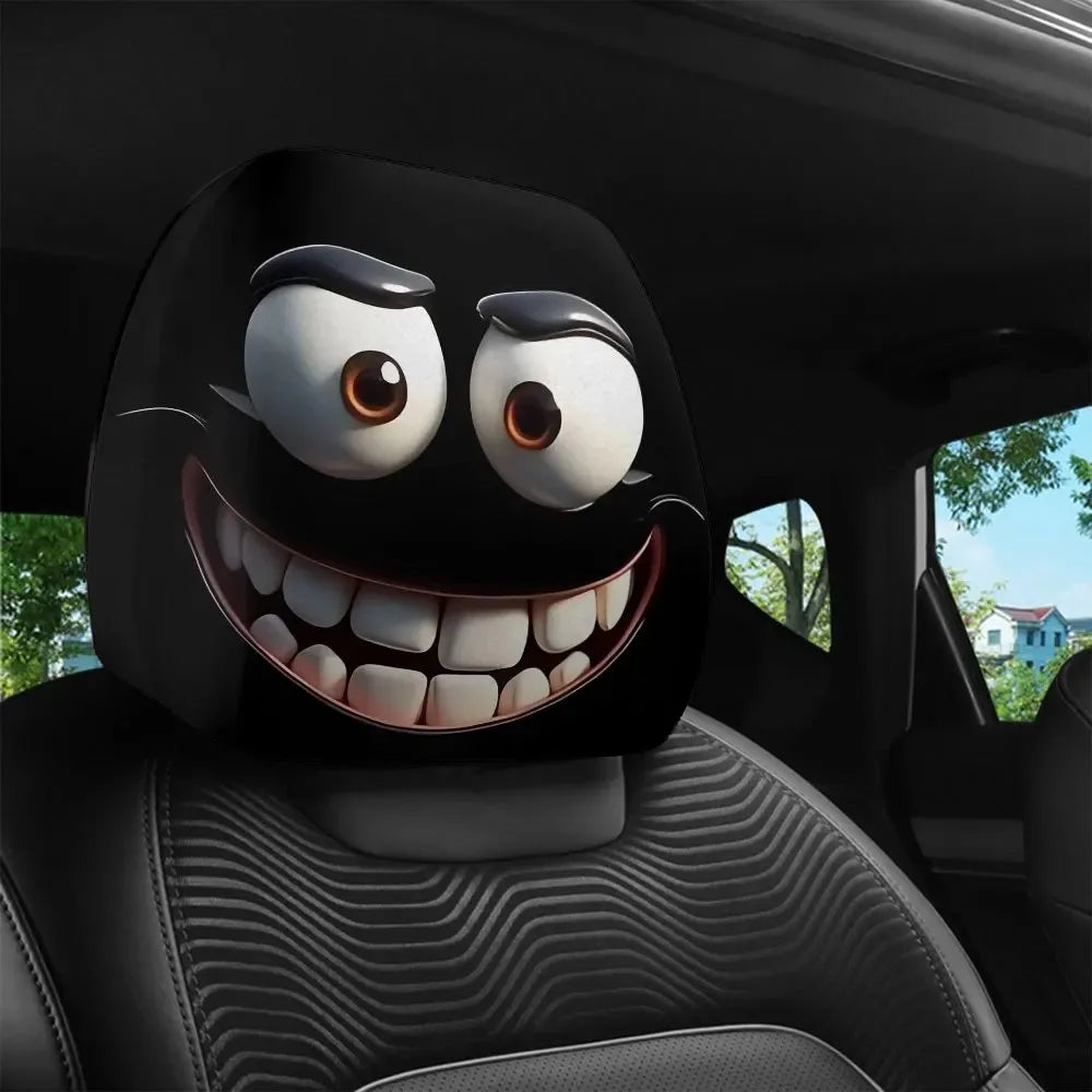 CowLost | car-seat-covers-product_id-2pcs-smiley-face-car-pillowcase-soft-polyester-headrest-cushion-covers-washable |3