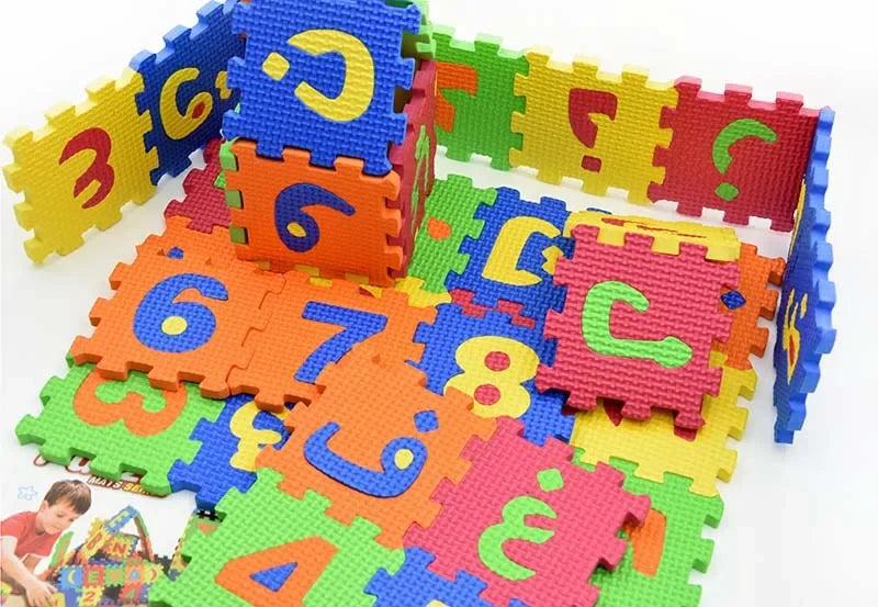 Arabic Alphabet and Number Puzzle Mats for Kids 28PCS Language & 8PCS Number Carpet Rugs