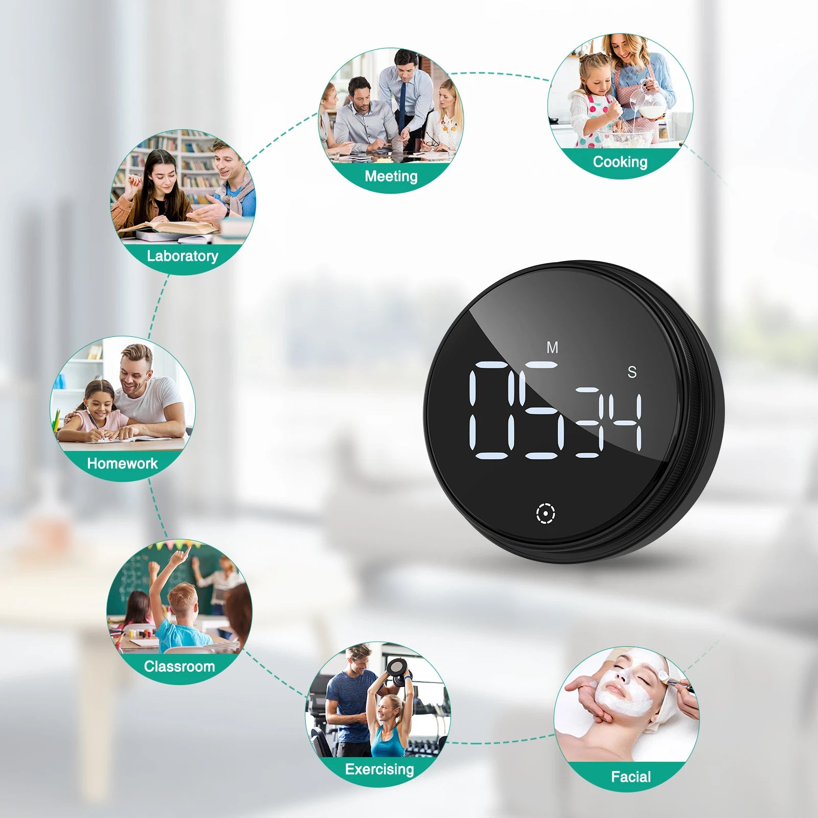 ORIA Magnetic LED Digital Kitchen Timer Countdown Stopwatch Alarm Clock