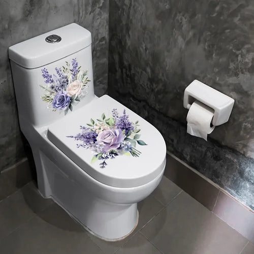 CowLost | 2pcs-purple-flower-hyacinth-stickers-bathroom-toilet-sticker |1