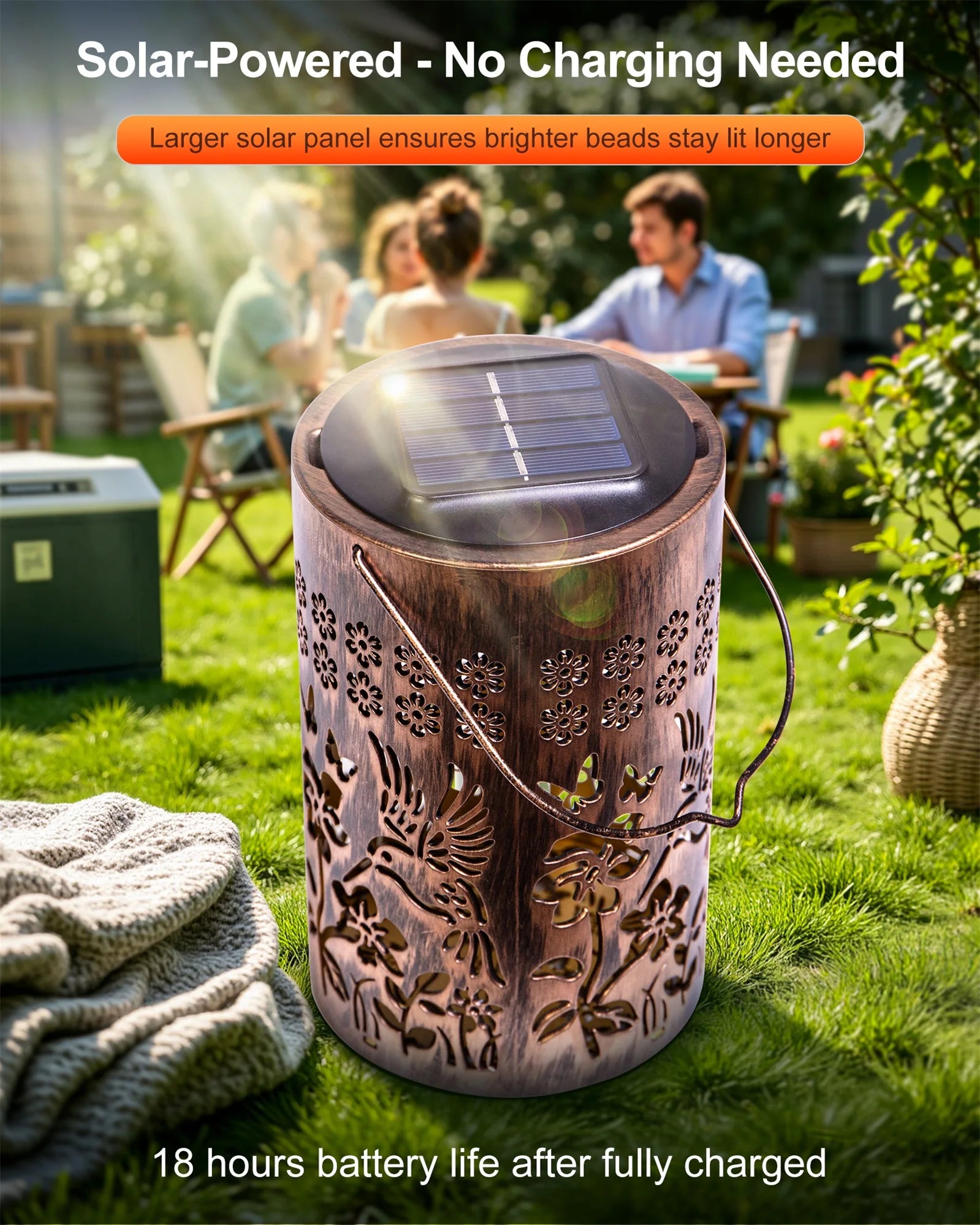 2025 Fairy Solar Lantern with Upgraded LED Beads, IP67 Waterproof Warm White Light for Garden Patio Path