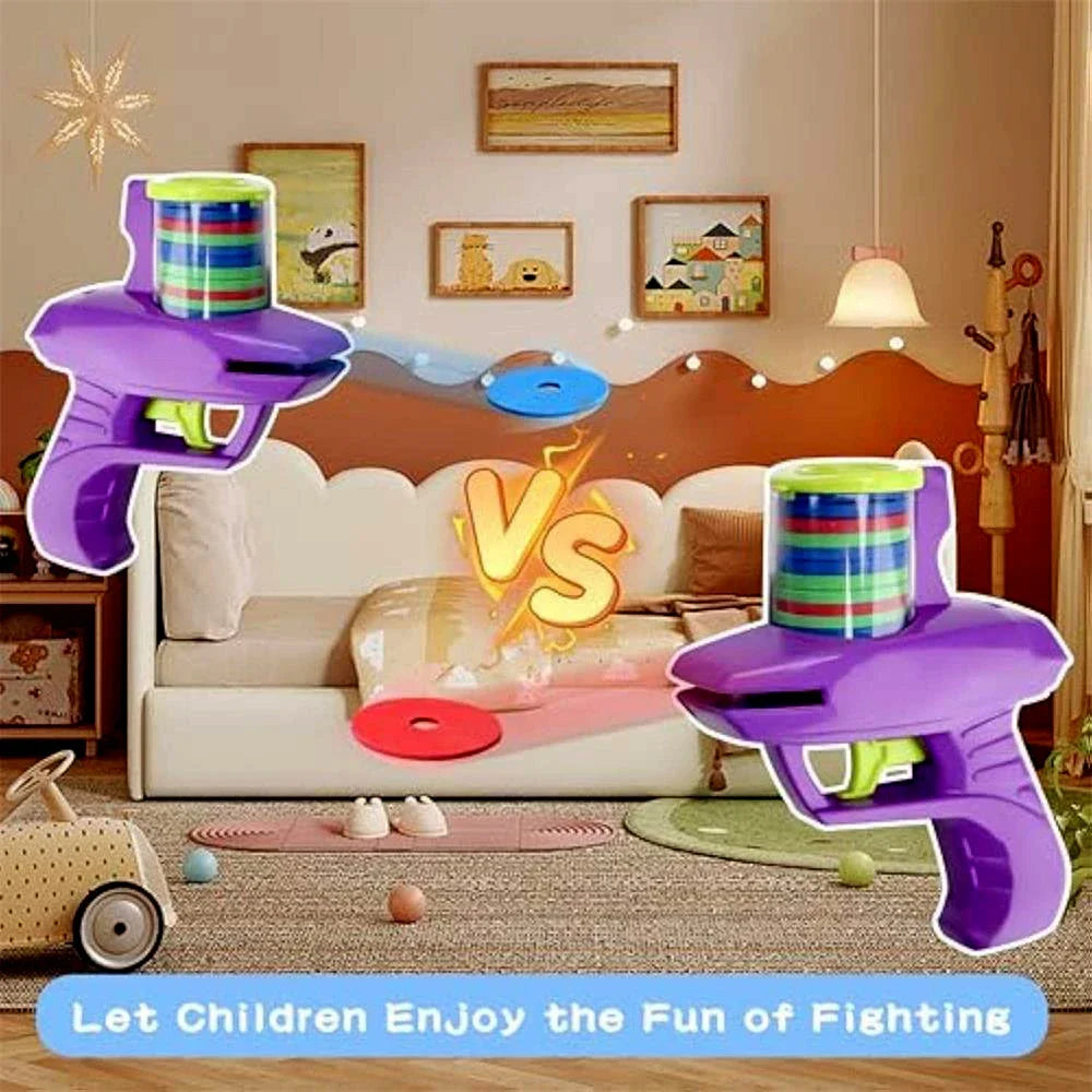 Kids Outdoor Foam Disc Shooting Launcher Toy Double Parent-Child Interactive Gift
