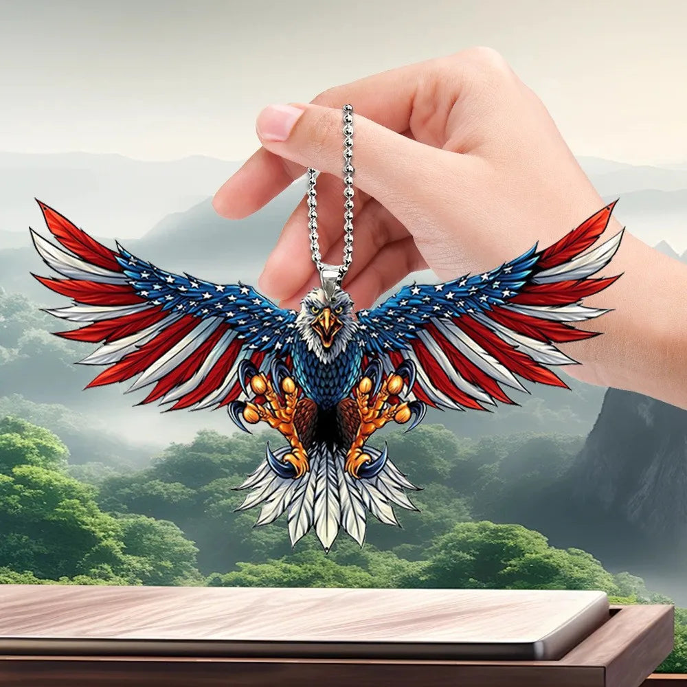 CowLost | paint-product_id-american-flag-eagle-rearview-mirror-keychain-pendant |11