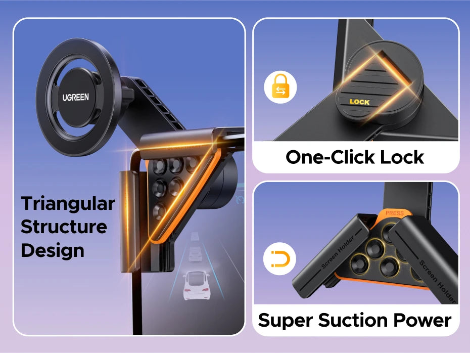 CowLost | ugreen-magnetic-phone-holder-for-tesla-car-touchscreen-triangular-structure |10