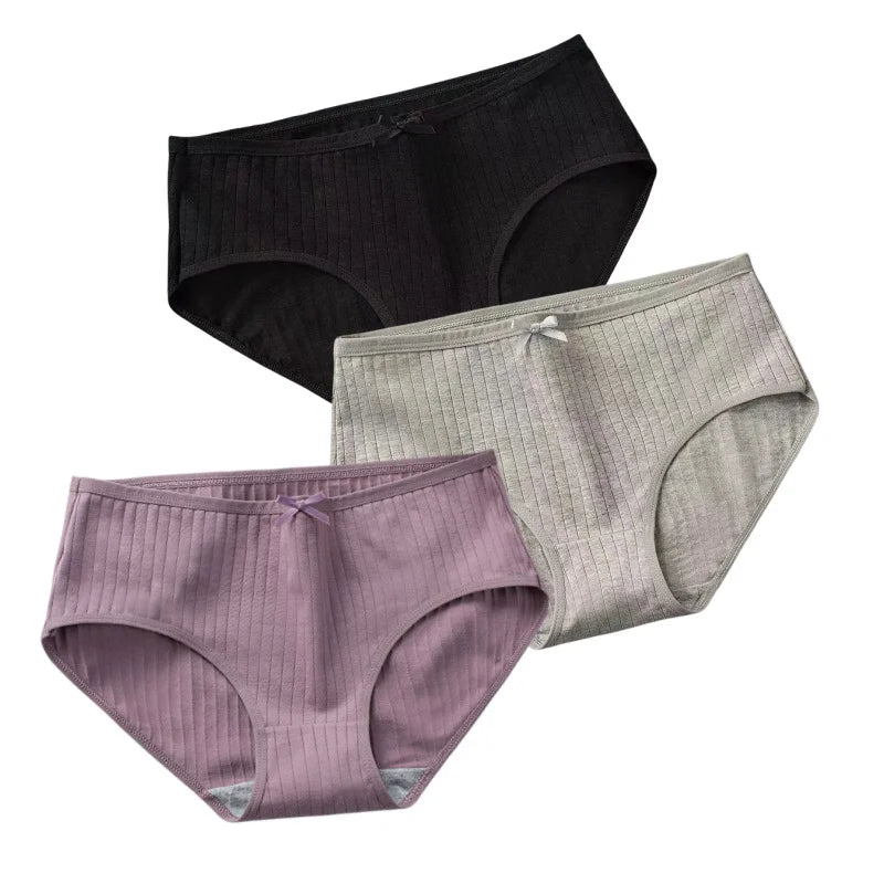 CowLost | product_id-3pcs-women-low-waist-solid-briefs-breathable-cotton-panties |17