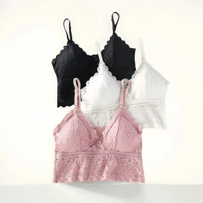 CowLost | product_id-women-s-floral-lace-v-neck-non-wire-bralette-with-removable-pads-cropped-top |1