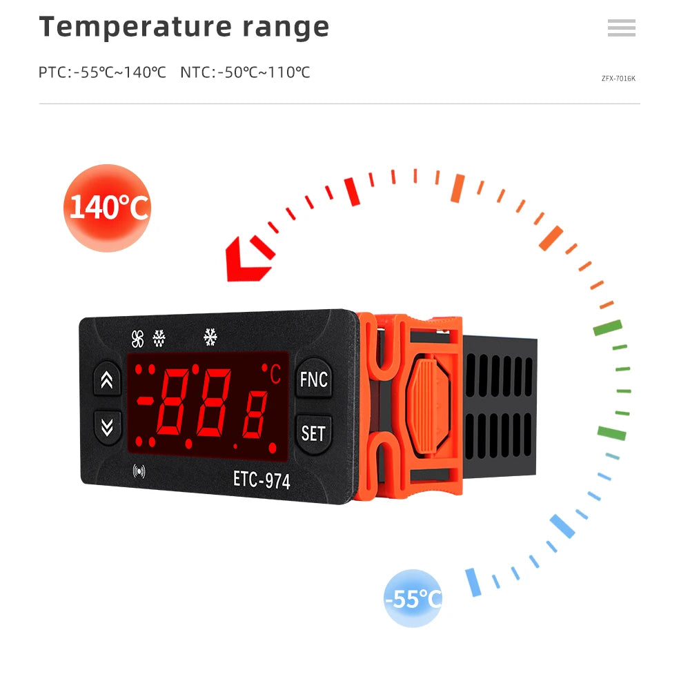 ETC-974 Mini Digital Temperature Controller 220V Thermostat Regulator with Dual NTC Sensors
