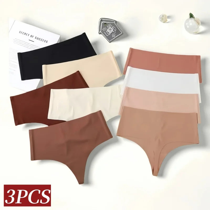 CowLost | product_id-3pcs-women-high-waist-seamless-soft-g-string-thongs-panties |2