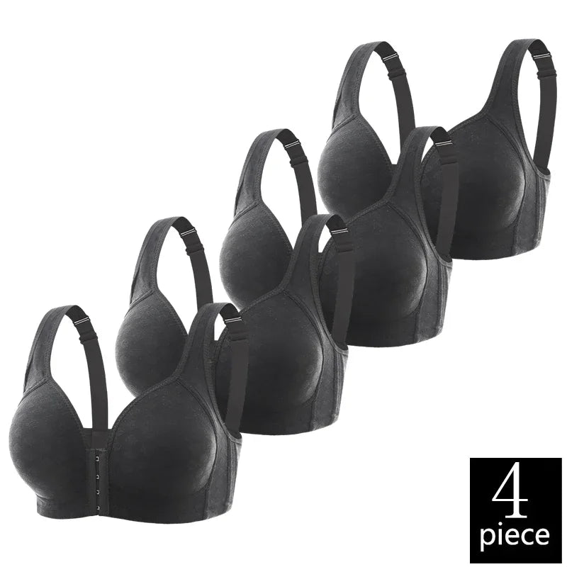 CowLost | product_id-fallsweet-4pcs-plus-size-seamless-wireless-front-closure-push-up-bras-for-women |6