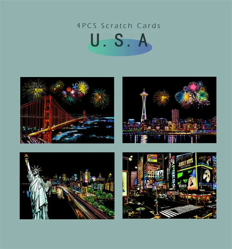 CowLost | product_id-4-piece-a4-diy-scratch-painting-set-landscapes-cities-animals |12