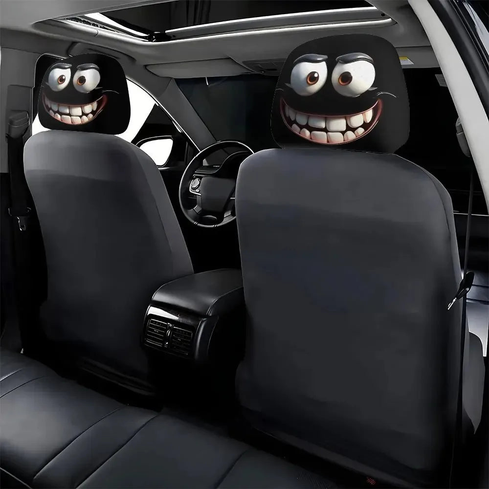 CowLost | car-seat-covers-product_id-2pcs-smiley-face-car-pillowcase-soft-polyester-headrest-cushion-covers-washable |2
