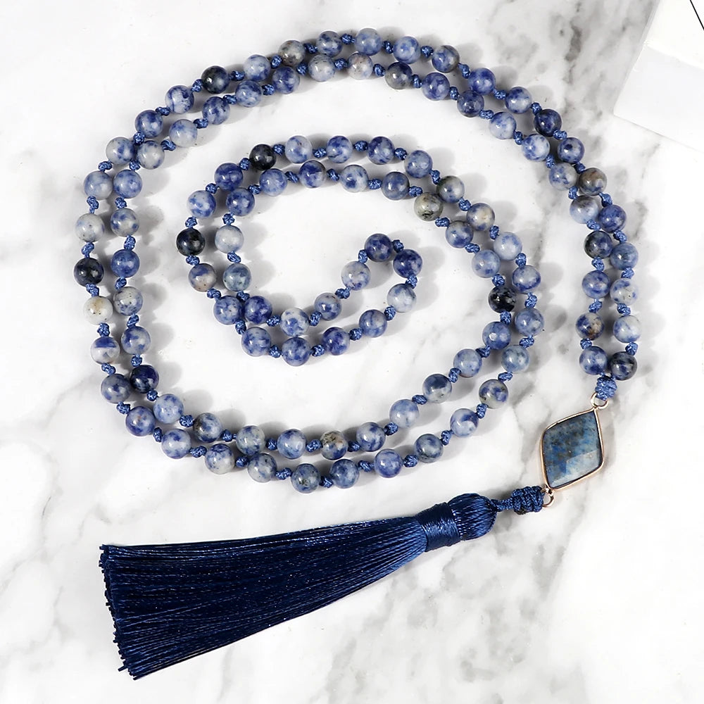 CowLost | handbags-white-dot-blue-vein-sodalite-108-beaded-mala-necklace-natural-stone |2
