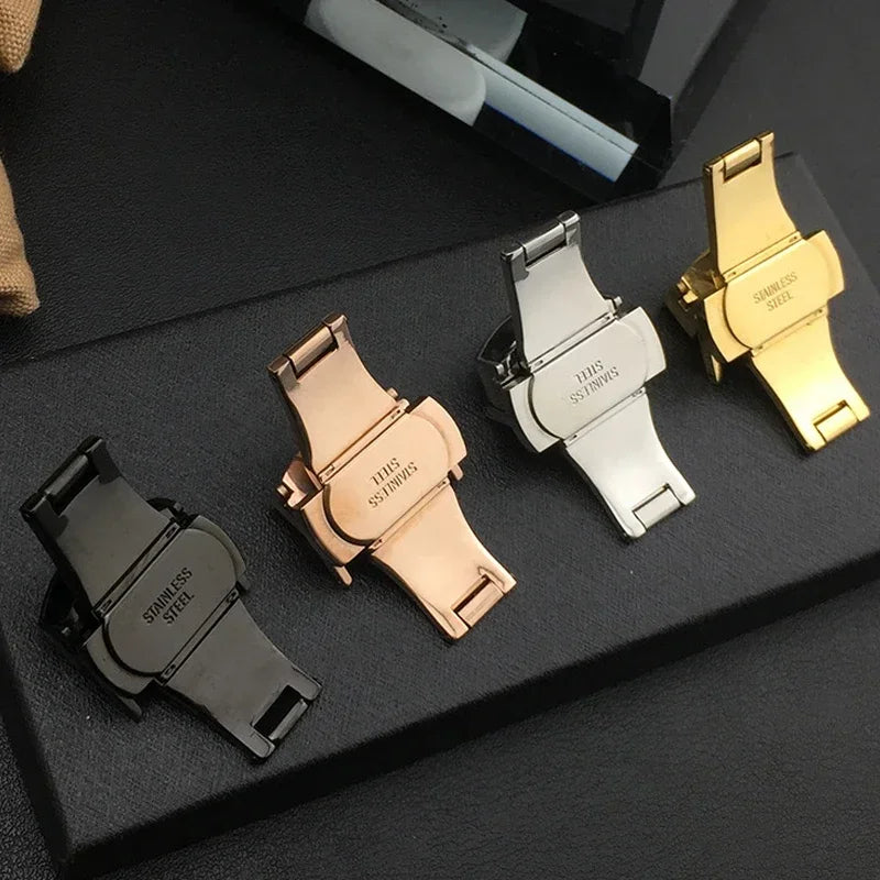 CowLost | stainless-steel-strap-buckle-for-iwatch-7-leather-belt-clasp-metal-butterfly-buckle-wristband-button-10-12-14-16-18-20-22mm |3