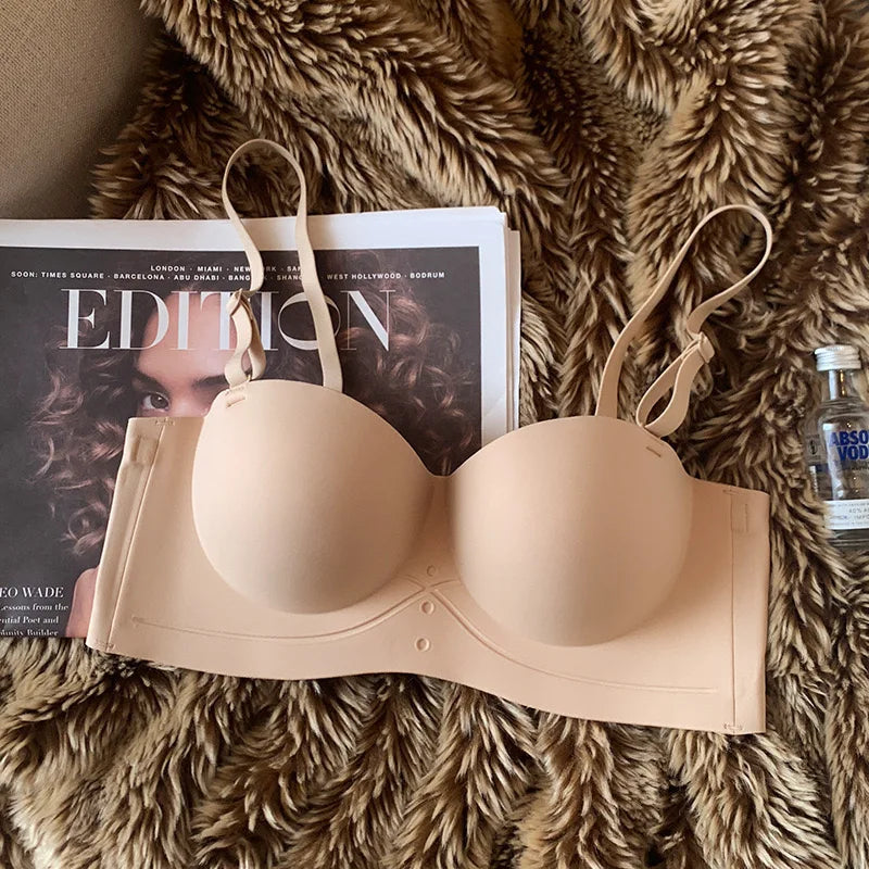 CowLost | product_id-seamless-strapless-half-cup-wire-free-push-up-bra-for-women |10