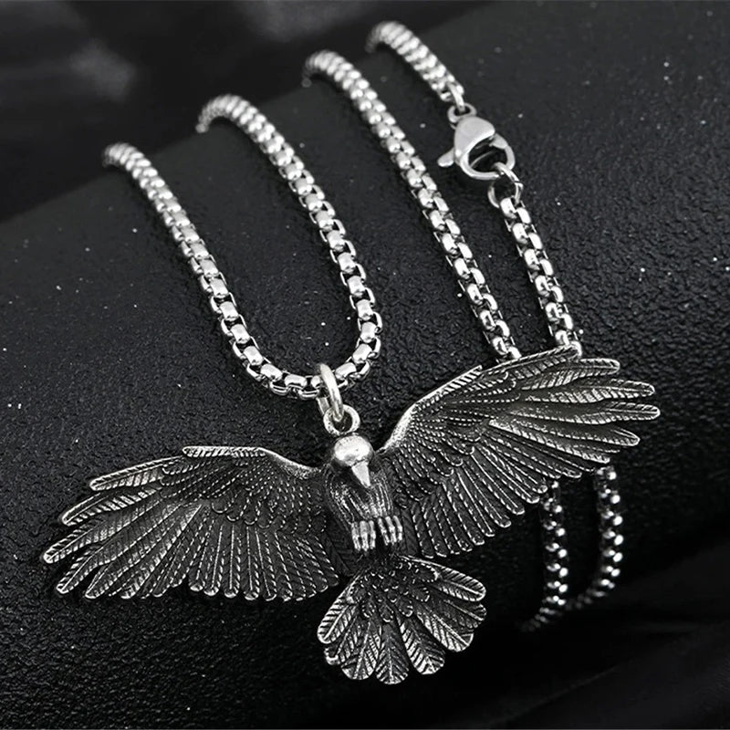 CowLost | product_id-2022-fashion-simple-compact-crow-raven-eagle-pendant-necklace-for-men-and-women |7