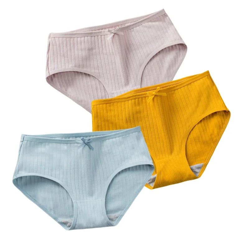 CowLost | product_id-3pcs-women-low-waist-solid-briefs-breathable-cotton-panties |15