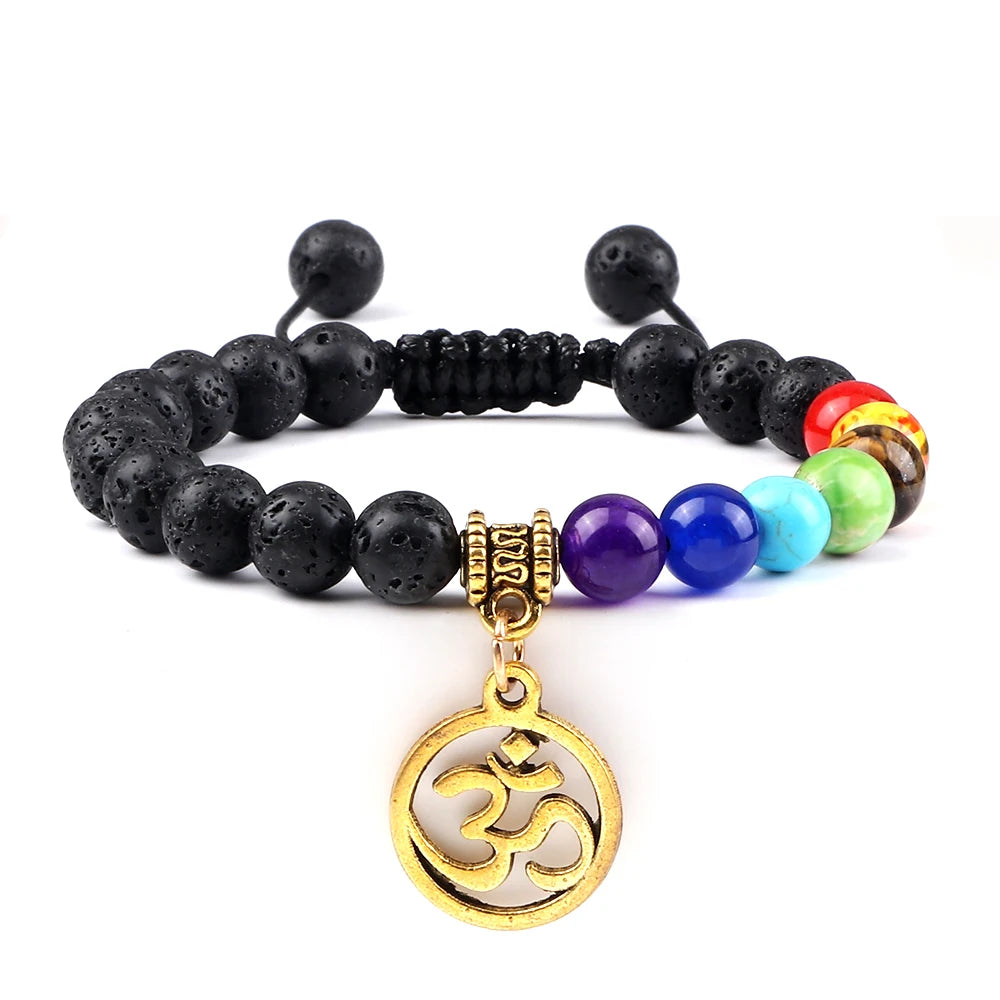 CowLost | badge-pass-holders-mens-natural-volcanic-rock-7-chakra-healing-bracelet |47