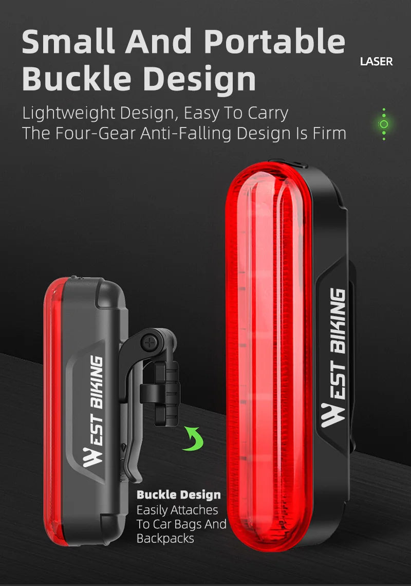 CowLost | west-biking-bike-taillight-laser-brake-sensing-rear-light-ipx5-waterproof-usb-charging-bike-light-mtb-road-bicycle-accessories |13