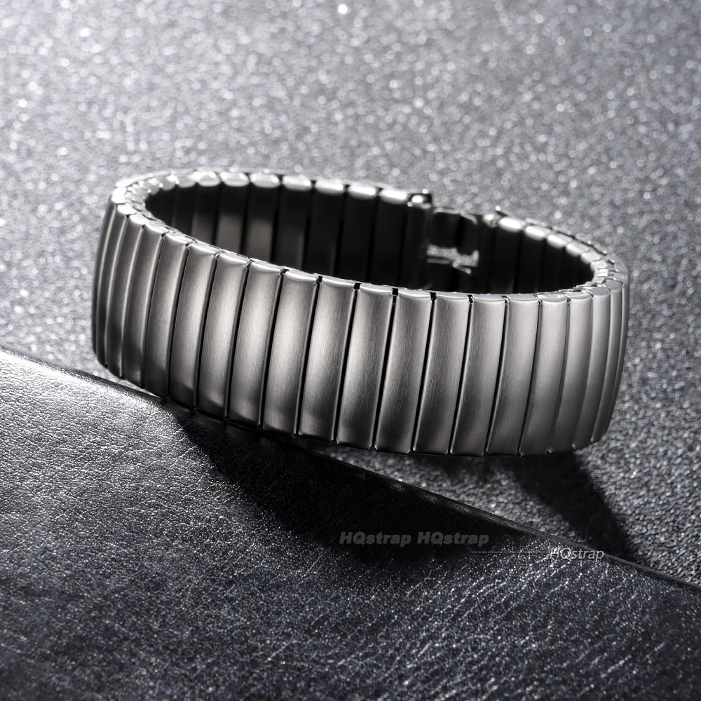 Elastic Stainless Steel Expansion Watch Band for Swatch 17mm 20mm Unisex Metal Strap