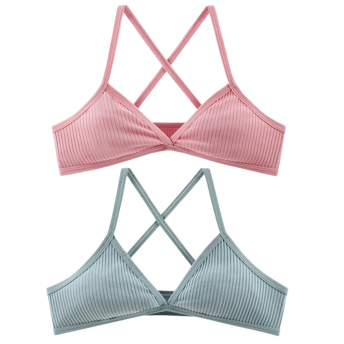 CowLost | product_id-2pcs-wireless-v-neck-1-3-cup-push-up-bras-for-women-breathable |22