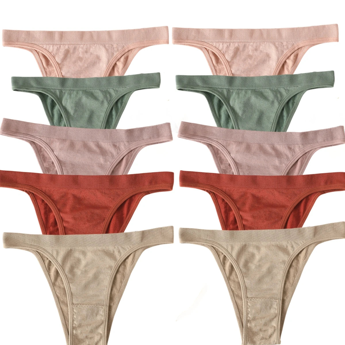CowLost | product_id-10pcs-womens-seamless-ribbed-high-leg-sports-thong-underwear-set |32