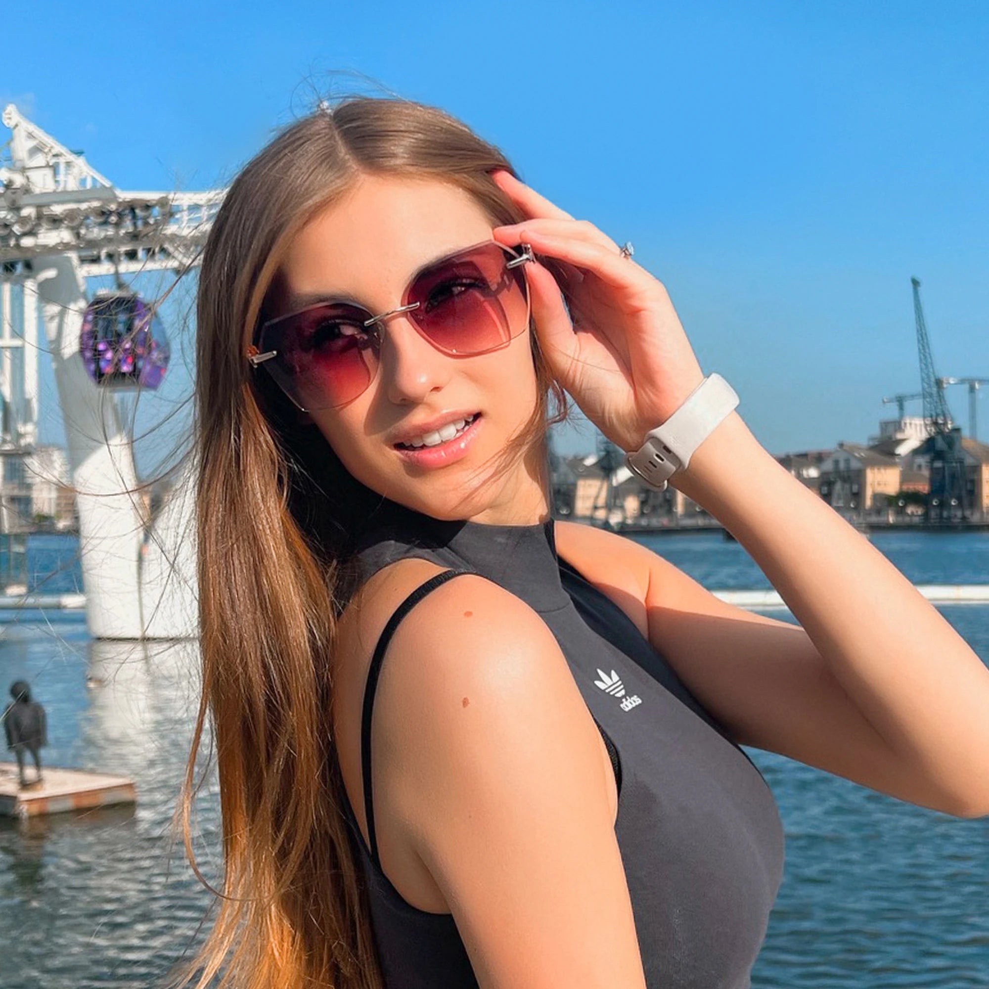 CowLost | zenottic-fashion-women-rimless-sunglasses-for-ladies-trendy-geometric-diamond-cutting-gradient-lens |7