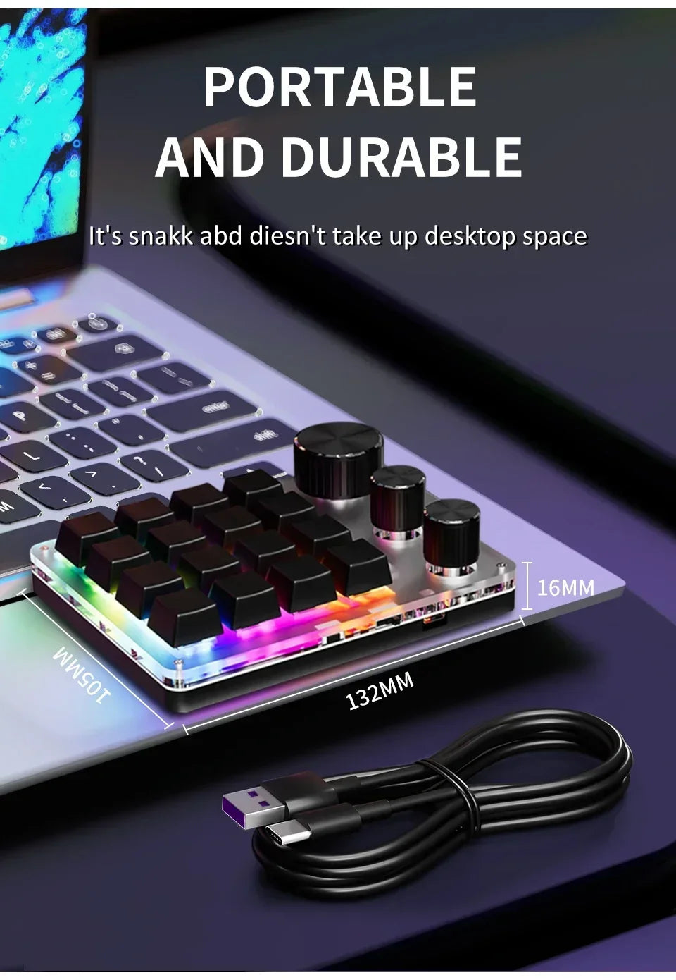 CowLost | product_id-16-key-3-knob-mechanical-gaming-keyboard-mini-keypad-usb-bluetooth-wireless-hot-swap |13
