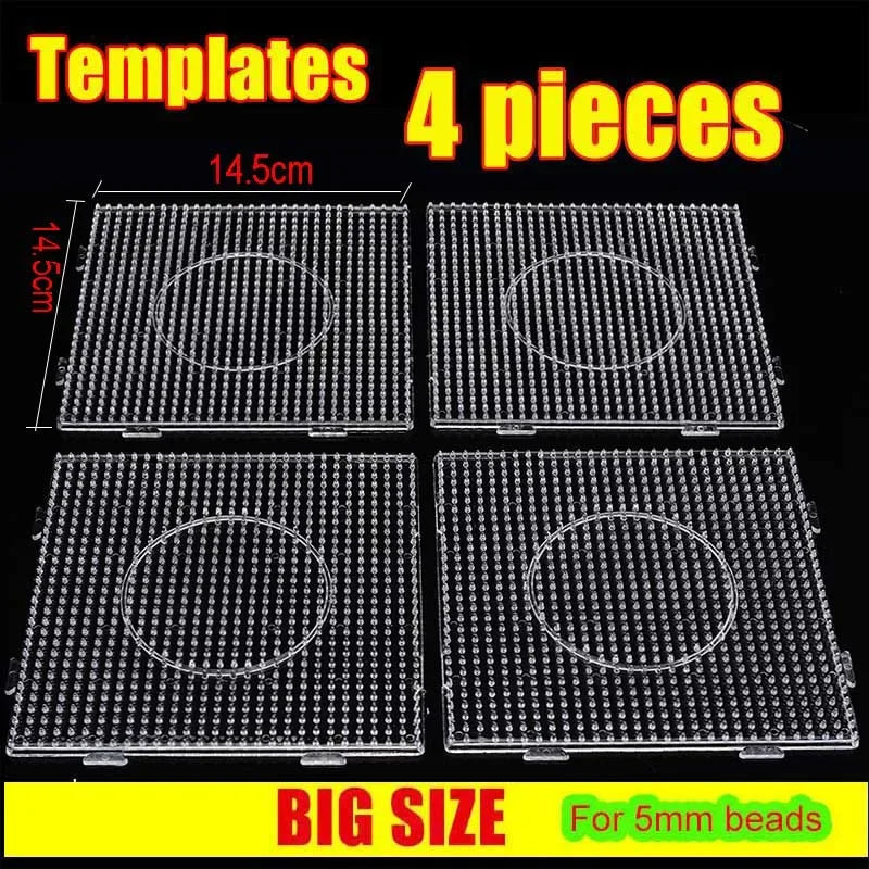 4PC 5mm Transparent Hama Beads Pegboard Template for Pixel Art DIY Puzzle