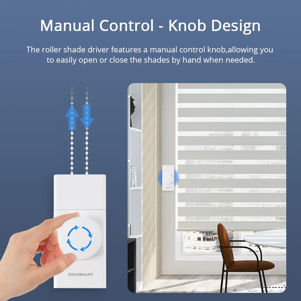 CowLost | zemismart-zigbee-smart-rechargeable-roller-shade-driver-with-knob-control |2