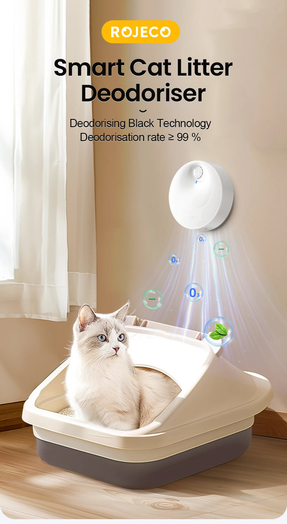CowLost | cat-toys-rojeco-smart-cat-litter-box-deodoriser-4000mah-odor-purifier |7
