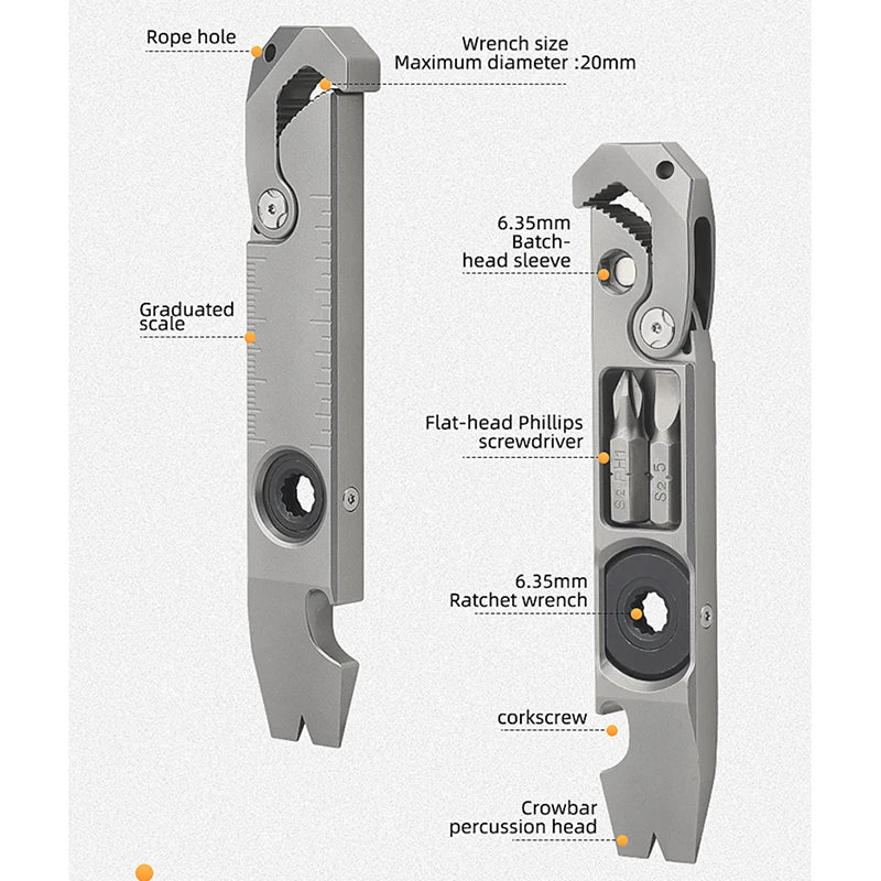 CowLost | tools-tc4-titanium-alloy-crowbar-edc-tool-set-with-screwdriver-wrench-and-eternal-pen-for-outdoor-camping-gift |3