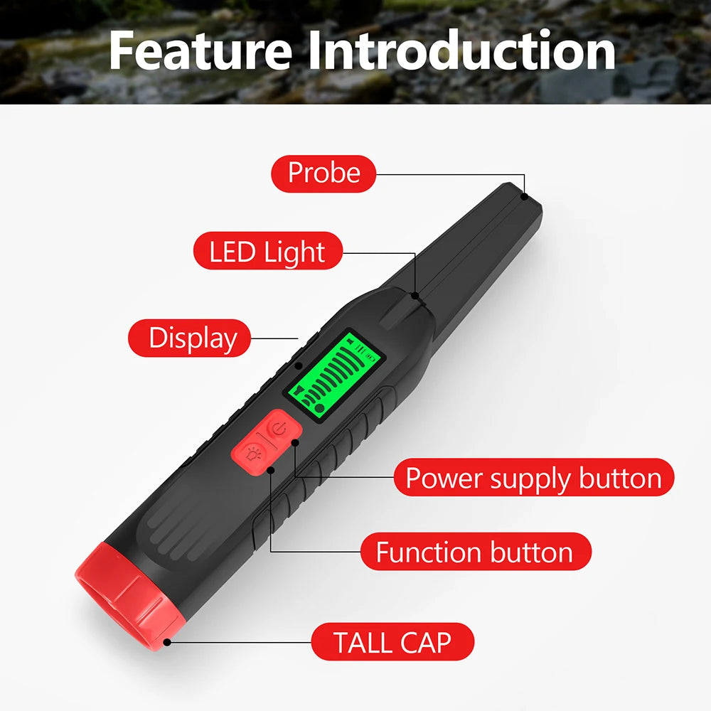 Handheld 360° Side-Scan Metal Detector GP-Pointer with LED Light for Gold Silver Coin Treasure Hunting
