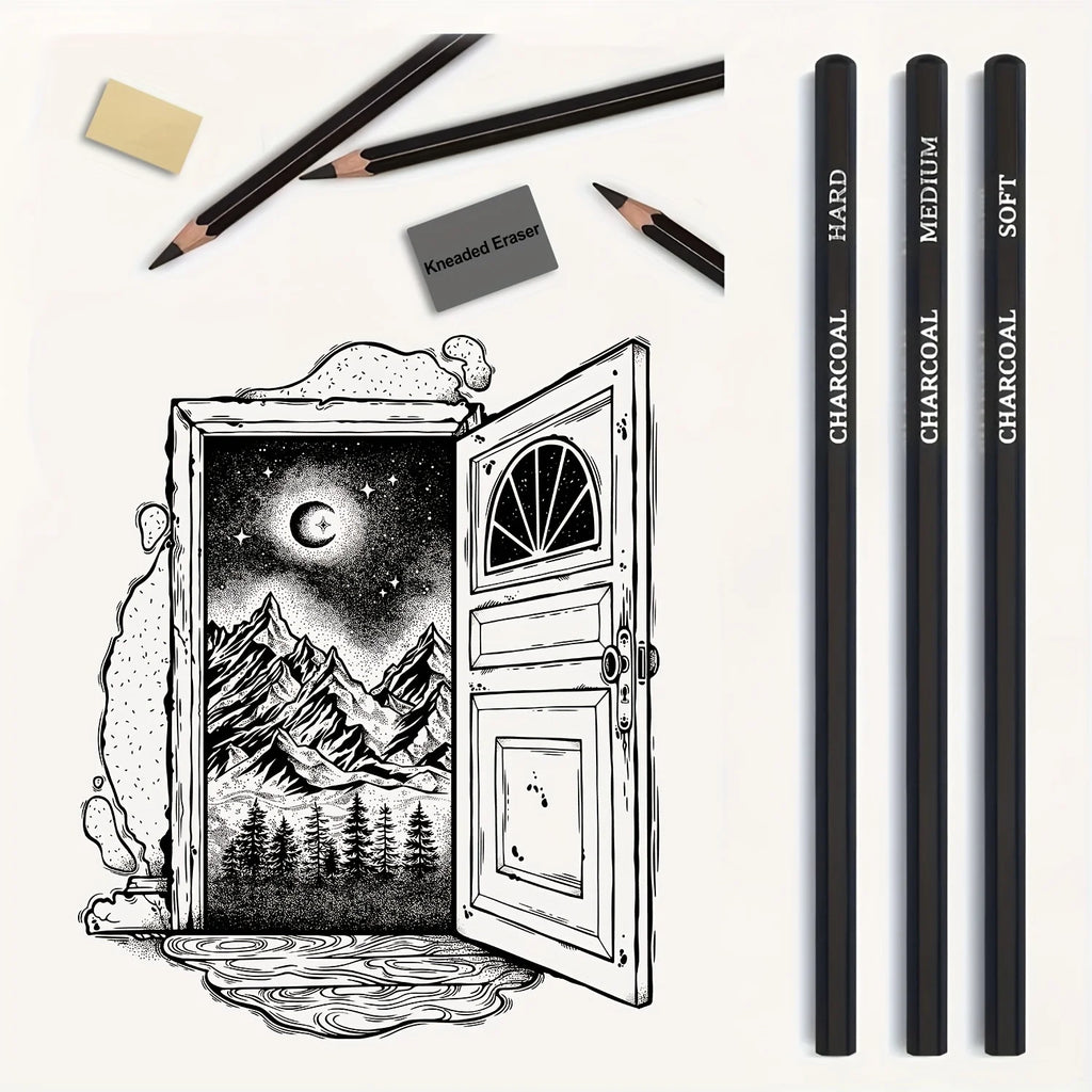 CowLost | standard-erasers-product_id-29pcs-portable-drawing-and-sketching-pencil-set-with-charcoal-sharpener-and-eraser |21