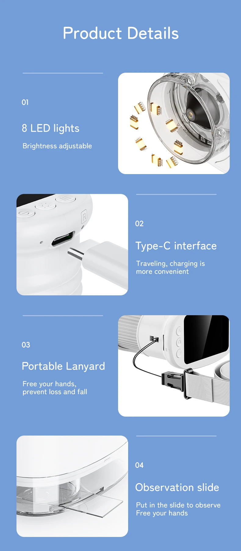 1000X Pocket Microscope for Kids with 4K 2.0" Screen