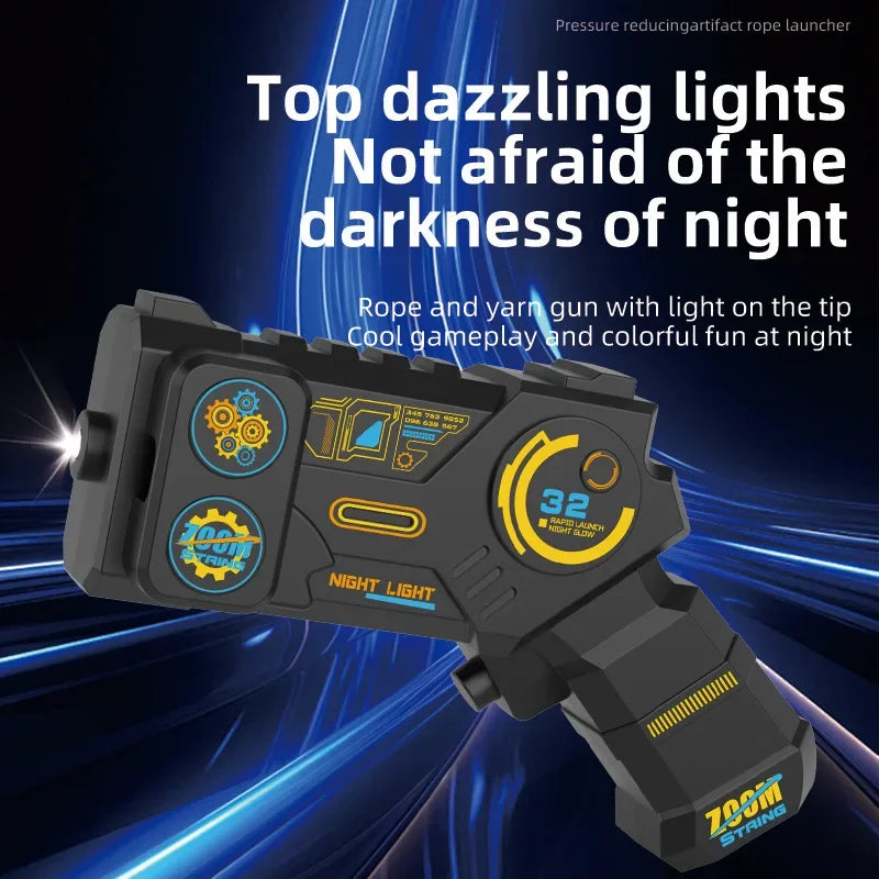 Glow in the Dark String Rope Launcher Portable Handheld Toy Gun Stress Relief Gift