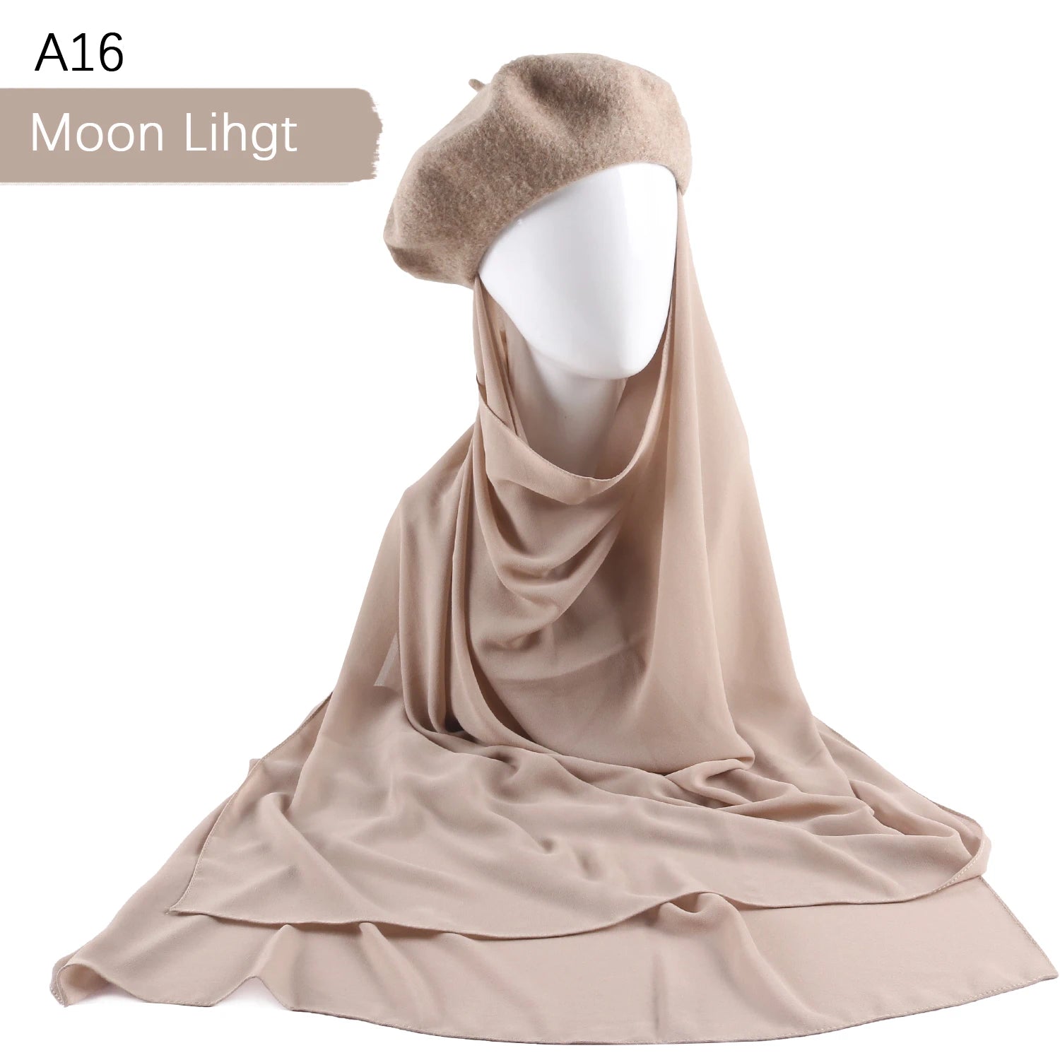CowLost | musilm-women-french-style-beret-hats-with-chiffon-hijab |3